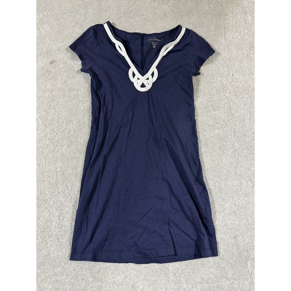 Lilly Pulitzer Navy Short Sleeve Tee with White Rope Trim